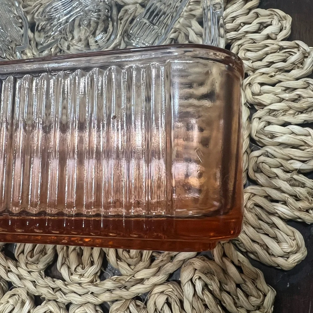 Vintage Glass Food Storage Container with Clear Lid